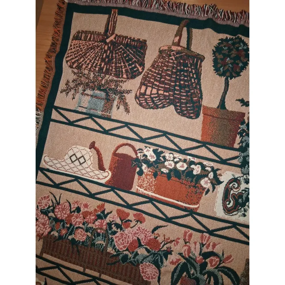 Goodwin Weavers Garden Tapestry Throw Blanket Cottagecore Crazy Plant Lady 70x48